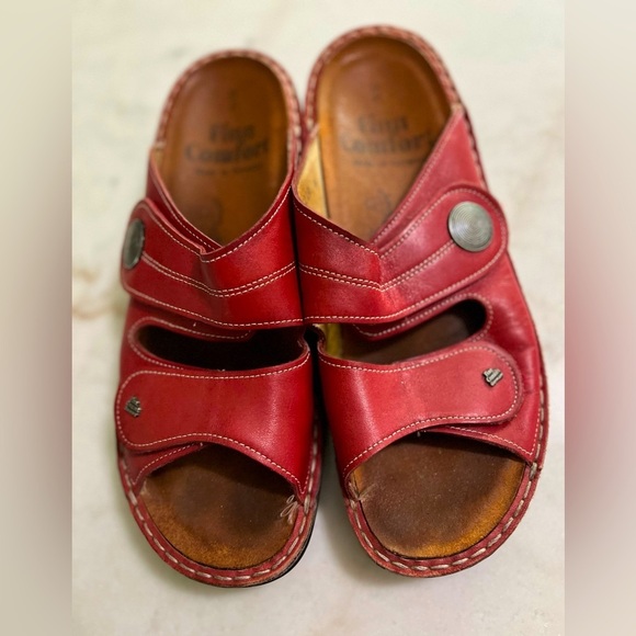 Finn Comfort Shoes - Finn Comfort Women Shoe Soft Sansibar Size 10 EUR 41 Red Sandal Pre Owned